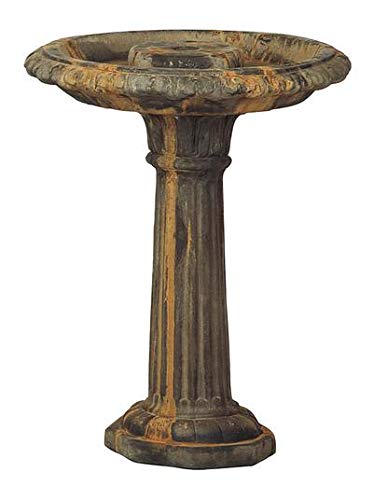 Solid Rock Stoneworks Large Column Birdbath - 30" Tall x 22" Dia- Rust