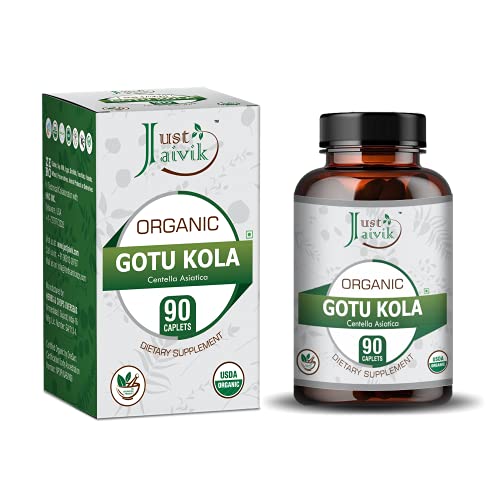 Just Jaivik 100% Organic Gotu Kola Tablets (Centella Asiatica)- 750mg (Pack of 90 Tablets)- Dietary Supplement for Brain Wellness and Stress Free Life*