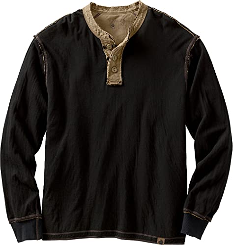 Legendary Whitetails Men's Standard Fully Charged Henley Shirt, Black, Large