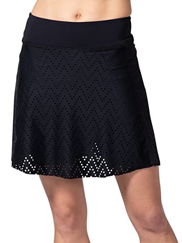 Terry Rebel Bike Skort, Women's Perforated Performance Skirt with Attached Padded Compression Short - Black, Medium