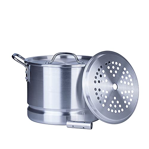 ARC 12 Quart Aluminum Tamale Steamer Pot, Crab Pot Stock Pot with Steamer tube for Seafood Crawfish Crab Vegetable with Rivet Handle, Silver