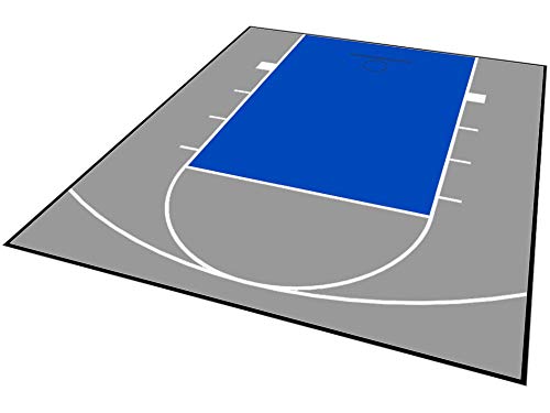 Outdoor Basketball Half Court Kit 20ft x 24ft -Lines and Edges Included-Made in The USA (Gray/Blue)