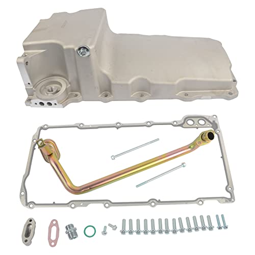 NEWZQ 302-1 LS Swap Retrofit Aluminum Oil Pan LS1 LS2 LS3 LS6 Rear Sump, Pick Up, Gasket Compatible with GM LS Retro 81074