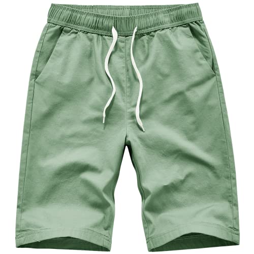 Msmsse Womens Cotton Cargo Hiking Shorts Elastic Waist Drawstring Soft Pockets Casual Shorts Pea Green 20