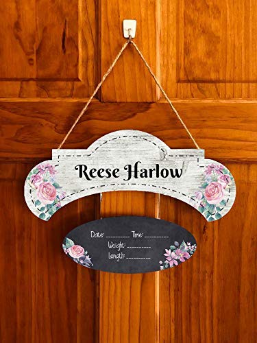 Custom Name Hospital Door Hanger Wood Trendy Baby Girl Sign Baby Girl Nursery Sign Baby Shower Gift Gender Reveal Gift Childrens Door Tag