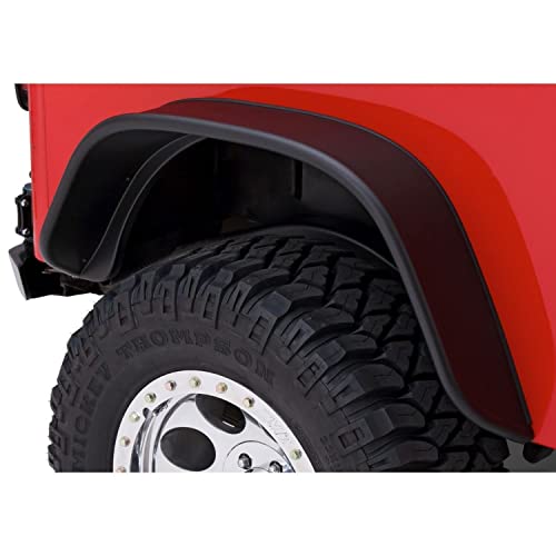 Bushwacker Jeep Flat Style Rear Fender Flares | 2-Piece Set, Black, Textured Finish | 10068-07 | Fits 1987-1995 Jeep Wrangler YJ (Excludes Renegade)