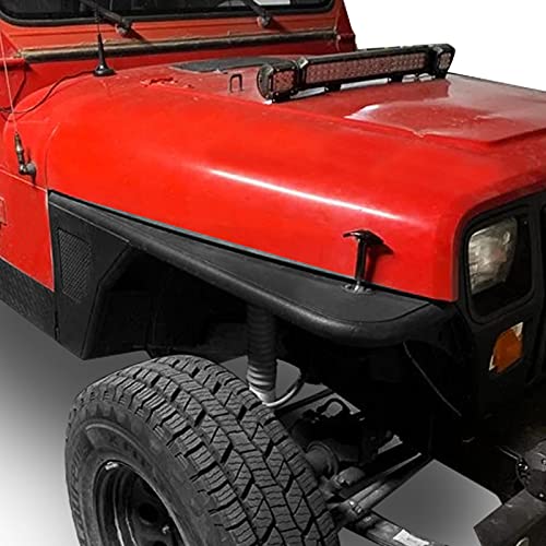 Hooke Road for Jeep Wrangler YJ 1987-1995 Front Fender Flares Tube Armor Rocker Guards (Textured Black Steel)