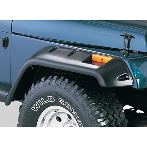 Bushwacker Jeep Cutout Pocket/Rivet Style Front Fender Flares | 2-Piece Set, Black, Textured Finish | 10057-07 | Fits 1987-1995 Jeep Wrangler YJ (Excludes Renegade)