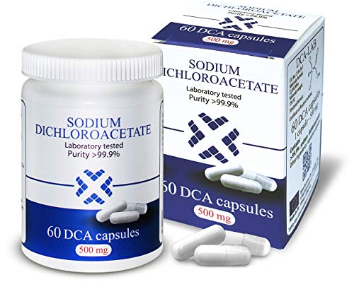 DCA - Sodium Dichloroacetate 500mg, 60 Capsules, Purity >99.9%, Made in Europe, by DCA-LAB, Certificate of Analysis Included, Tested in a Certified Laboratory, Buy Directly from Manufacturer
