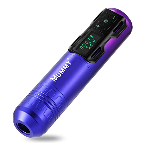 Mummy Rotary Battery Pen Tattoo Machine Rotary Pen with 1800mAh Coreless Motor Digital LED Display Tattoo Equipment Supply(purple)