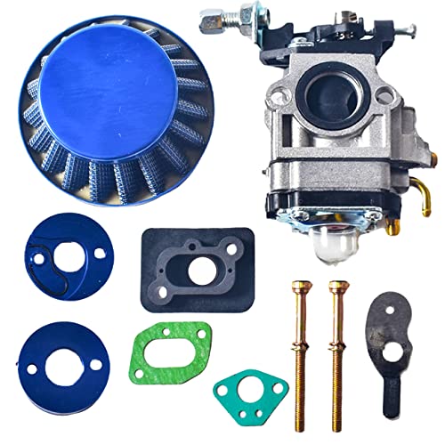 15mm Carburetor Carb Upgrade Kit Air Filter Manifold Inatake Pipe Inlet Alloy Stack FOR 2 Stroke 33cc 43cc 47cc 49cc 50cc 52cc Standup Gas Scooter ATV Quad Pocket Bike XG-550 BladeZ Moby X Blue