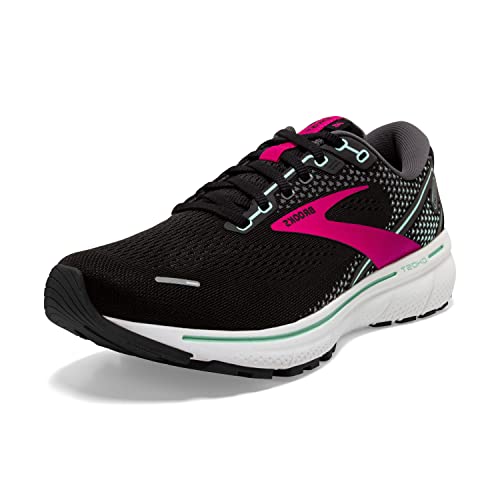 Brooks Ghost 14 Women's Neutral Running Shoe - Black/Pink/Yucca - 9 Wide