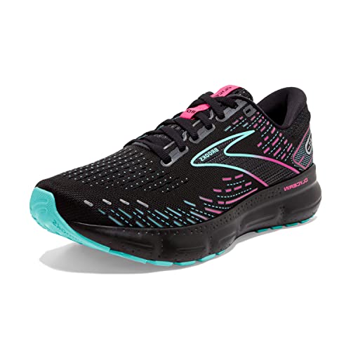 Brooks Glycerin 20 Lightweight Sneakers for Women - Durable and Breathable Air Mesh Upper Offers A Secure Fit Black/Blue Light/Pink 8.5 B - Medium