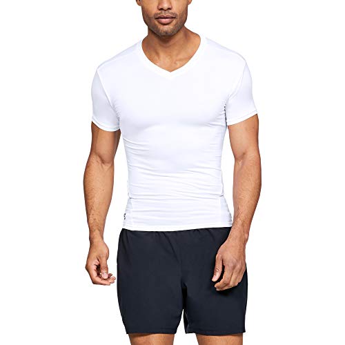 Under Armour Men's HeatGear Tactical V-Neck Compression Short-Sleeve T-Shirt , White (100)/Clear , Small