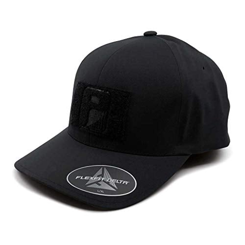 Pull Patch Tactical Hat | Authentic Flexfit Delta Curved Bill Cap | Seamless, Sweatproof, Fitted, Closed Back | 2x3 inch Hook & Loop Surface to Attach Morale Patches | (Black) | (Large/X-Large)
