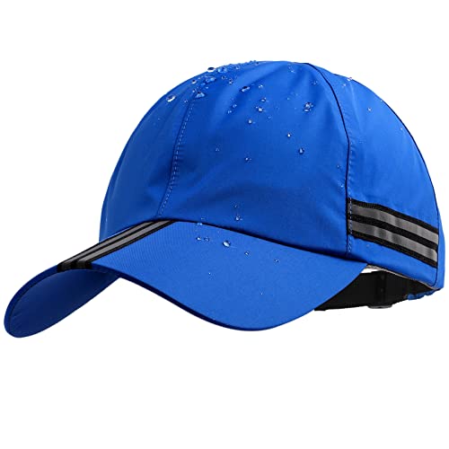 Lvaiz Men Waterproof Baseball Cap Reflective Outdoor Cap for Women's UPF 50+ Unstructured Sport Running Hat Blue, One Size