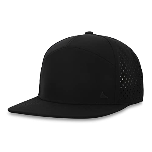 Salt Mafia 7-Panel Flat Brim Water-Resistant Performance Snap Back Hat, Blackout
