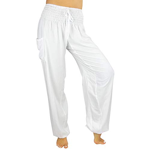 PIYOGA Womens Yoga Pants Harem High Waist 34 Inseam w Pockets Size 0-12 - Kundalini White