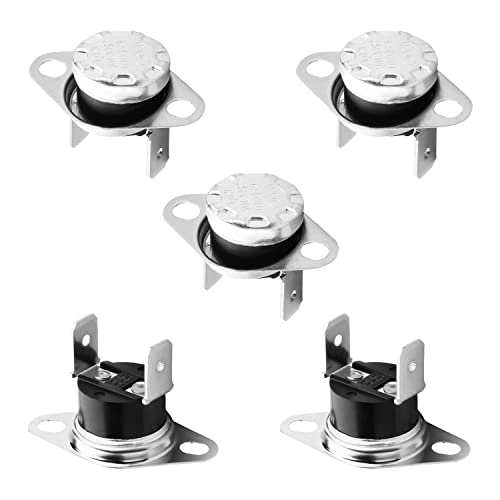 Fielect 5Pcs KSD301 Thermostat 120C/248F Normally Closed N.C Snap Disc Temperature Switch for Microwave Oven Coffee Maker Smoker Bent Feet