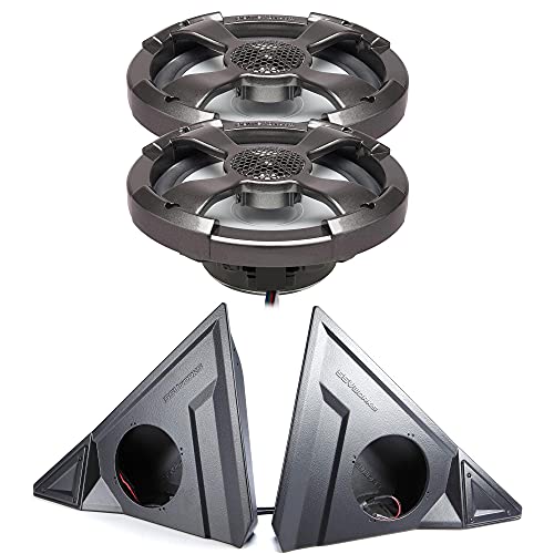 PowerBass 6.5" RGB Shallow Coaxial with Kick Panel Speaker Pods Compatible with 2015-2019 Polaris Slingshot