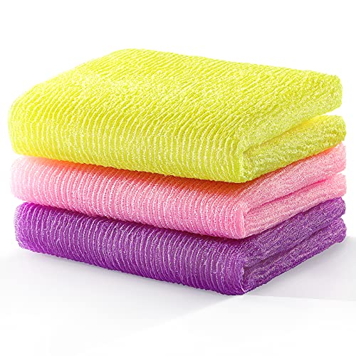 3 Pieces Exfoliating Washcloth Towel African Net Sponge Japanese Washcloth Exfoliating Sponge Loofah Exfoliating Body for Body Exfoliation