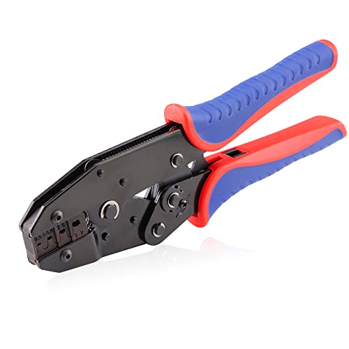 HKS Crimping Tool For Nou-Insulated Open Barrel Terminals & Receptacles - Ratcheting Wire Crimpers - AWG 20-10 (0.5-6mm) U-Shaped- Ratchet Terminal Crimper - Electrical Crimping Tool