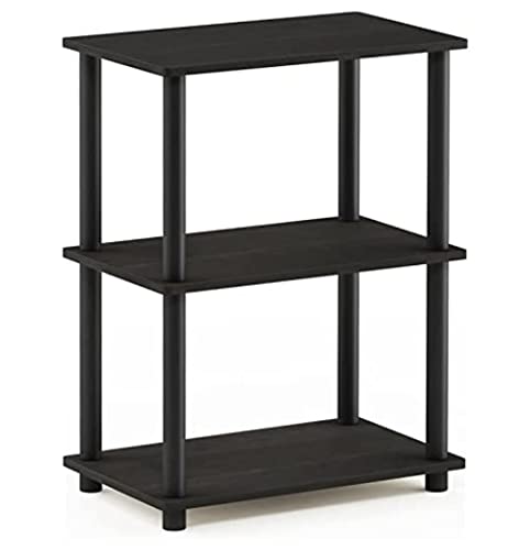 Furinno Turn-N-Tube No Tool 3-Tier Storage Shelf, Narrow, French Oak Grey/Black