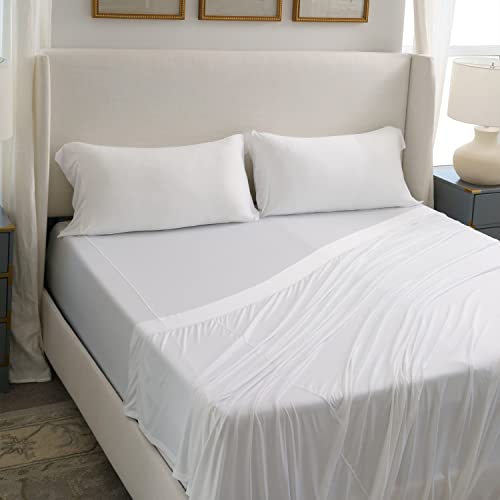 SHEEX Active Comfort Sheet Set, Ultra-Soft, Breathes Better Than Cotton - Bright White, Queen