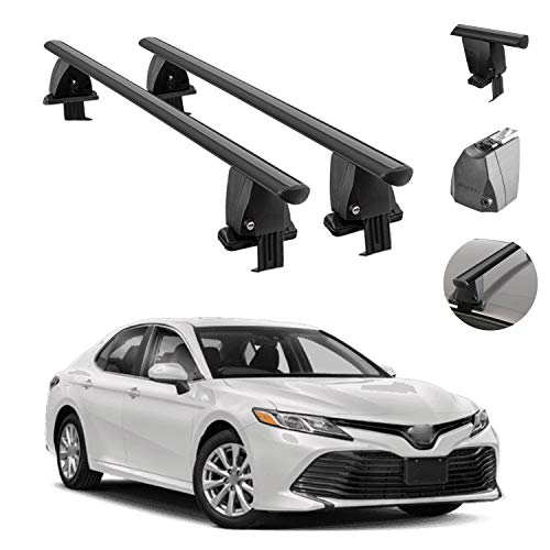 OMAC Roof Rack Cross Bars for Toyota Camry (XV70) 2018 to 2023, Smooth Roof Cars, Lockable, Aluminum, Black