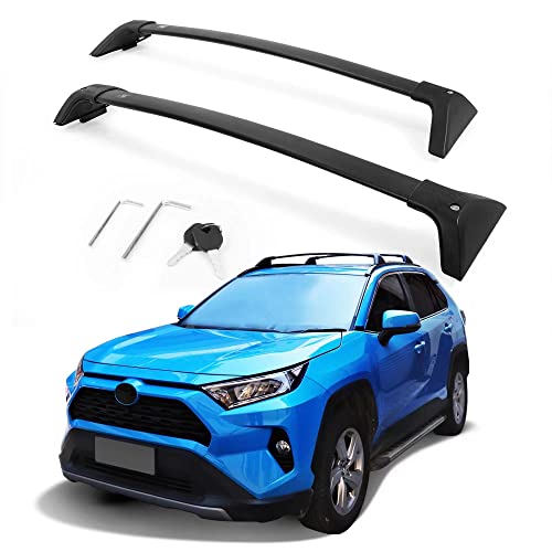 Autekcomma Roof Rack Cross Bars for Toyota RAV4 2019-2023 (Not Fit Models for Adventure/TRD Off-Road). Anti-Theft Lock Mechanism Black Matte Aluminum Anti-Corrosion crossbars