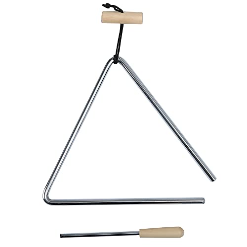 8 Inch Musical Triangle Instrument, Steel Triangle Percussion Bell With Striker