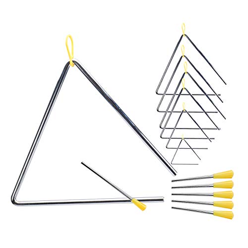Patioer 6 Pack Triangle Instrument Set (4" 5" 6" 7" 8" 9"), Musical Triangle Instruments Holder Hand Percussion Instrument Triangles