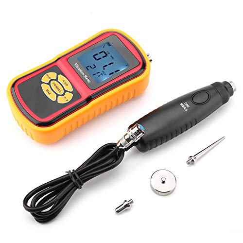 Vibration Meter,GM63B Digital Vibration Meter,Portable Handheld Mini Vibration Tester,LCD Display Vibration Analyzer Gauge Tester,with S and L Probes,for Mechanical Watches/Motors/Fans/Bearings