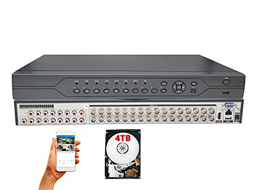 Evertech 32 Channel H.265 DVR Recorder 4-in1 HD for TVI AHD CVI and Analog Cameras and Security Surveillance Systems with 4TB Hard Drive Memory