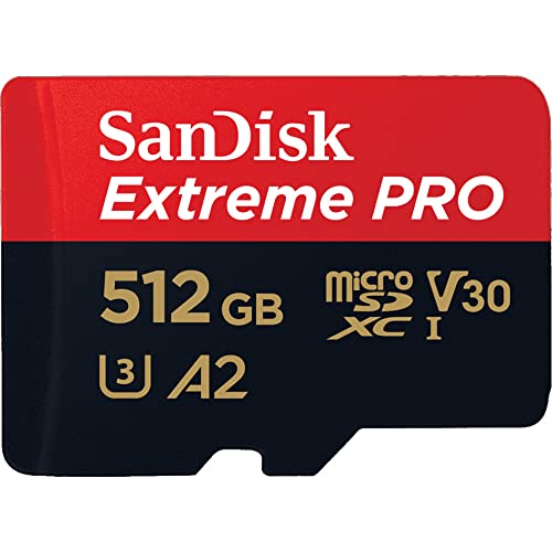 SanDisk 512GB Extreme Pro MicroSD Memory Card with Adapter Works with GoPro Hero 10 Black Action Cam U3 V30 4K A2 Class 10 SDSQXCD-512G-GN6MA Bundle with 1 Everything But Stromboli Micro Card Reader