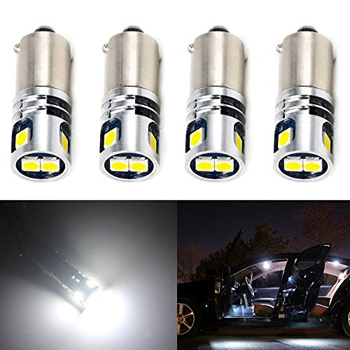 BlyilyB 12V-24V BA9 BA9S 53 57 1895 64111 Super Bright White Color LED Car Light Bulb for License Plate Side Door Courtesy Interior Dome Map Lights (Pack of 4)