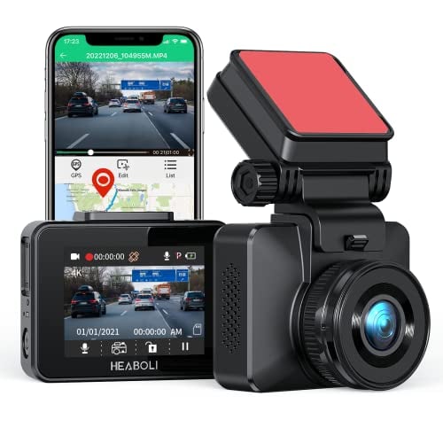 4K Dash Cam with WiFi, GPS and Speed, UHD2160P Car Dashboard Camera Recorder with 24-Hour Parking Monitor, Super Night Vision, Loop Recording, 170 Wide Angle, Support APP