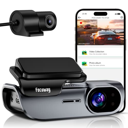 Dash Cam Front and Rear 4K Built-in 5GHz WiFi, Dual Dash Cam Front 4K/2K Rear 1080P Hidden Dash Camera for Cars, Super Night Vision, App Control, Supercapacitor, Parking Mode, G-Sensor, USB C Port