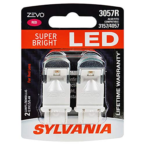 SYLVANIA - 3057 ZEVO LED Red Bulb - Bright LED Bulb, Ideal for Stop and Tail Lights (Contains 2 Bulbs)