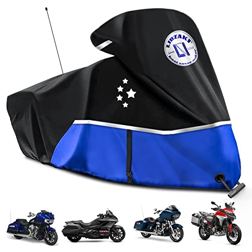 LI LIBZAKI Motorcycle Cover Storage for Touring Models Harley Davidson Road King,Road Glide,Street Glide, Electra Glide,Heritage Classic,Low Rider-ST,Indian/Honda/BMW/Ducati/Suzuki/Kawasaki/KTM Blue