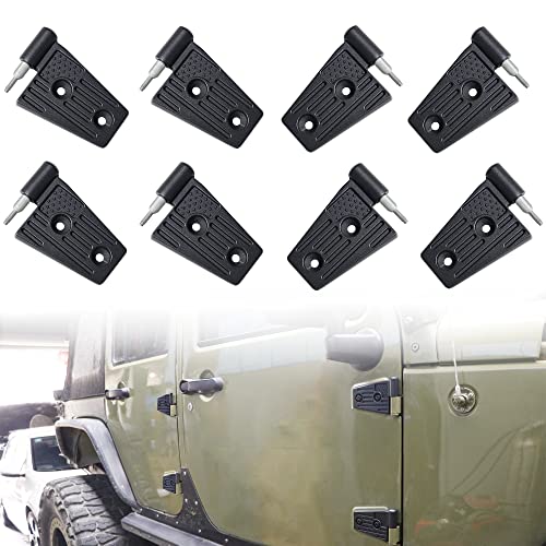 Sukemichi Door Hinges kit for Jeep, Change Original Factory Hinges Sleeve for Jeep Wrangler Unlimited Rubicon Sahara Sports Accessories 2007-2018 JK JKU 8pcs, Aluminum, Anti-Rust, Black