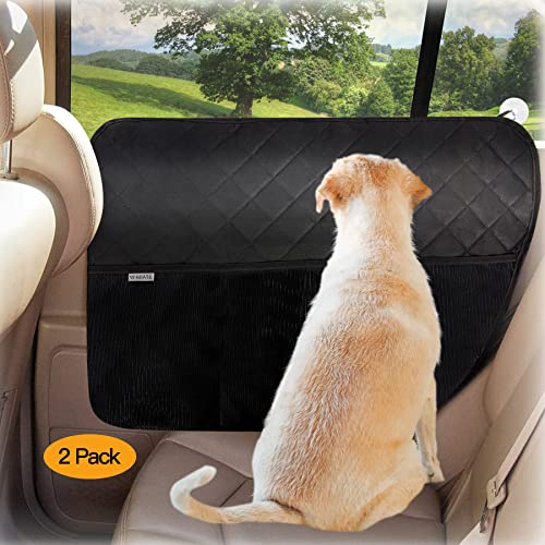 Winbate 2PCS Car Door Protector for Dogs Pet Car Door Cover-Waterproof Scratchproof Nonslip Durable Car Door Protector, Machine Washable Pet Vehicle Door Guard (2 Packs Universal Fit) (Black + Pocket)