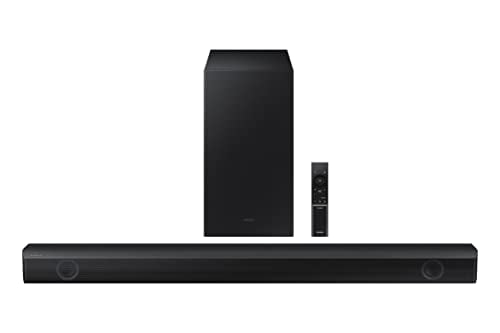 SAMSUNG HW-B550/ZA 2.1ch Soundbar w/Dolby Audio, DTS Virtual:X, Bass Boosted, Subwoofer Included, Adaptive Sound Lite, Bluetooth Multi Device Connection, Wireless Surround Sound Compatible, 2022