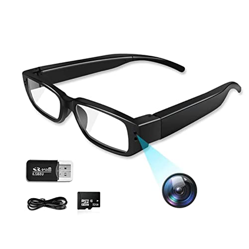 Spy Camera Glasses with Video Support Up to 32GB TF Card 1080P Video Camera Glasses Portable Wearable Eye Glasses for Outdoor Sports Driving,Riding,Motorcycle