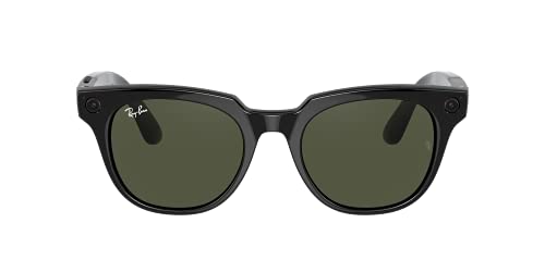 Ray-Ban Stories | Meteor Square Smart Glasses, Shiny Black/Green, 51 mm
