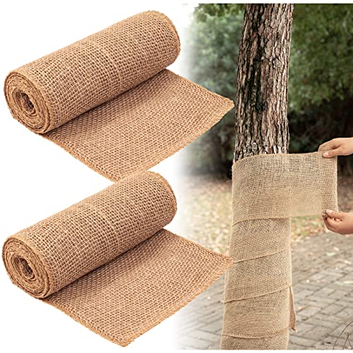 2 Rolls Burlap Tree Protector Wraps, 7.8"  9.8' Winter Tree Trunk Guards Protector Wrap Burlap Fabric Garden Plants Tree Wrap Antifreeze Bandage bark Protector Wrap for Keeping Warm and Moisturizing