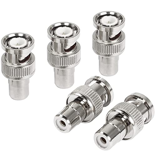 GELRHONR BNC to RCA Adapter,BNC Male to RCA Female Coaxial Connector for CCTV Video,VCR,TV-5PCS