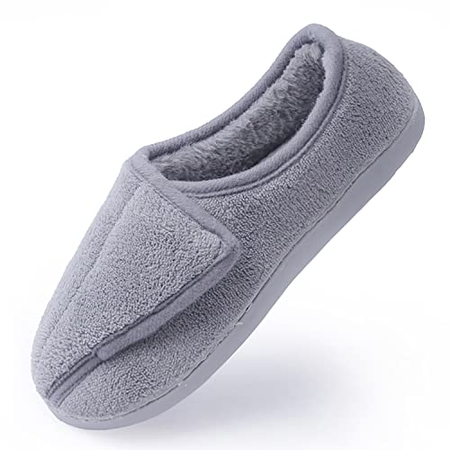 Git-up Women Soft wide Slippers Memory Foam Closed Toed Diabetic Arthritis Edema House Slippers.