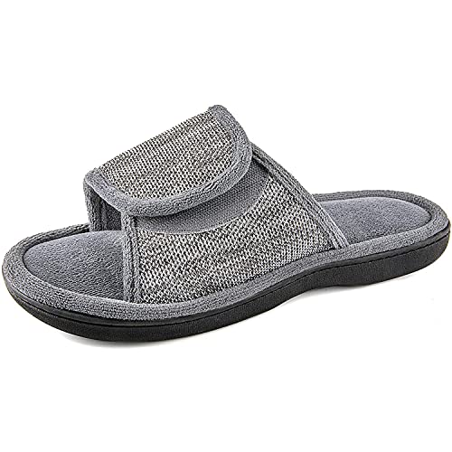 RockDove Women's Adjustable Wrap Memory Foam Slide Slipper, Size 9-10 US Women, Grey