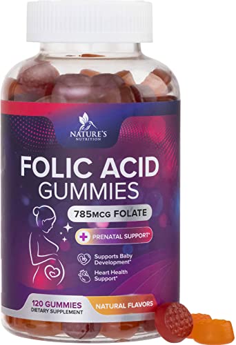 Folic Acid Gummies for Women, Essential Prenatal Vitamins for Mom & Baby, Vegan Prenatal Gummy Supplement, B9 Chewable Extra Strength Folate for Before, During, and After Pregnancy - 120 Gummies